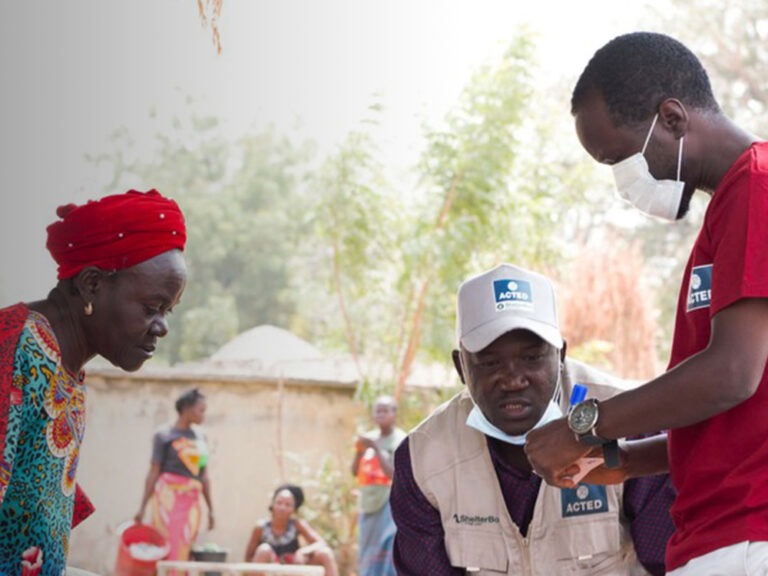 People receiving aid in Nigeria