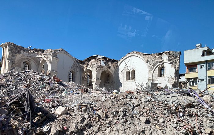 Building severely damaged by an earthquake in Turkey