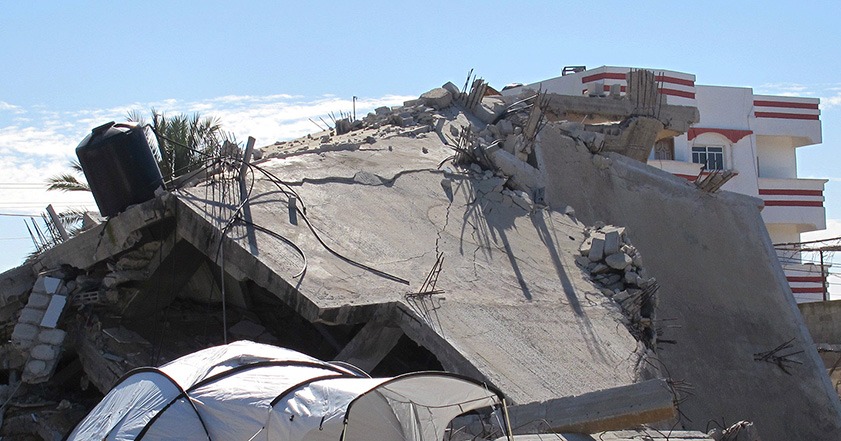 Damaged buildings in Gaza in 2015