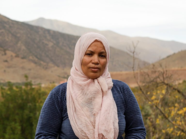 Woman standing in Atlas Mountains in Morocco