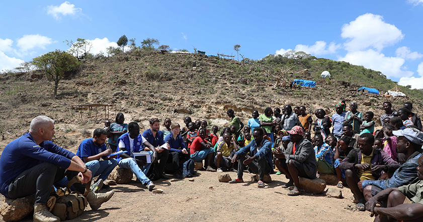Group of people sitting and talking in Ethiopia