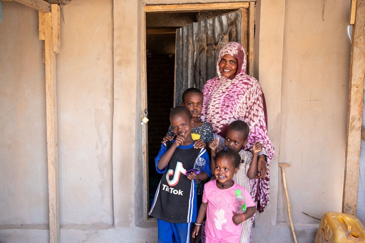 A lady with her family.
